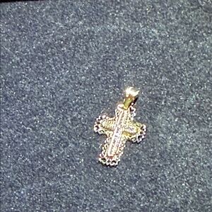 Elegant 10k Gold Heart Cross Pendant